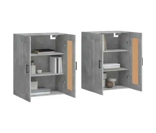 Sienas Skapīši, 2 Gab., Betona Pelēki, Inženierijas Koks Vidaxl