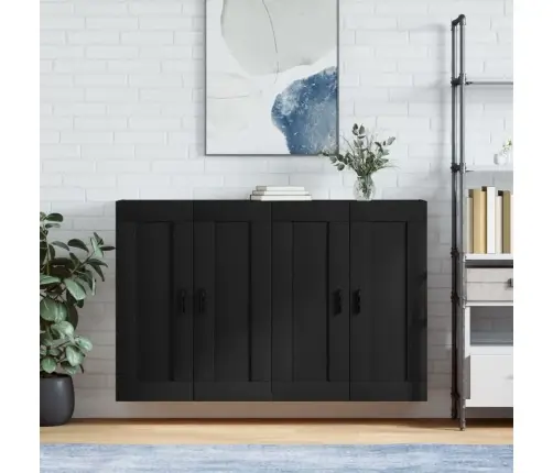 Sienas Skapīši, 2 Gab., Melni, Inženierijas Koks Vidaxl