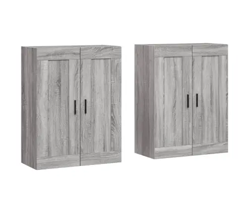 Sienas Skapīši 2 Gab., Pelēka Ozolkoka Krāsa, Inženierijas Koks Vidaxl