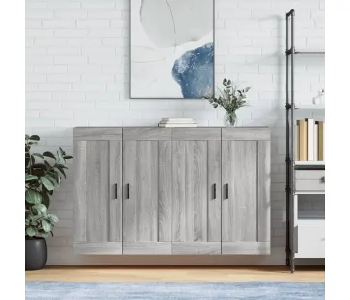 Sienas Skapīši 2 Gab., Pelēka Ozolkoka Krāsa, Inženierijas Koks Vidaxl