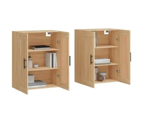 Sienas Skapīši 2 Gab., Ozolkoka Krāsa, Inženierijas Koks Vidaxl