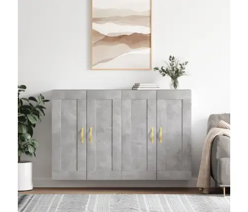 Sienas Skapīši, 2 Gab., Betona Pelēki, Inženierijas Koks Vidaxl