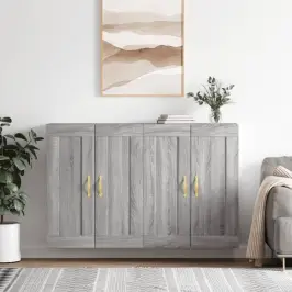 Sienas Skapīši 2 Gab., Pelēka Ozolkoka Krāsa, Inženierijas Koks Vidaxl