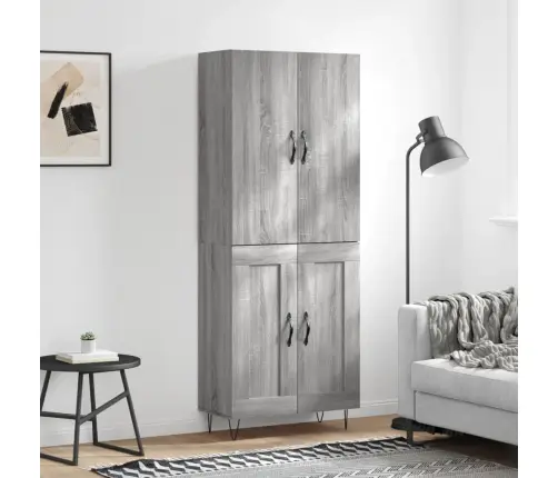 Augstais Skapis, Pelēks, 69,5X34X180 Cm, Inženierijas Koks Vidaxl