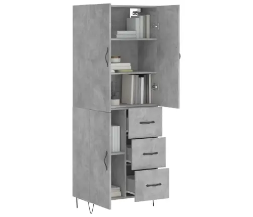 Augstais Skapis, Pelēks, 69,5X34X180 Cm, Inženierijas Koks Vidaxl