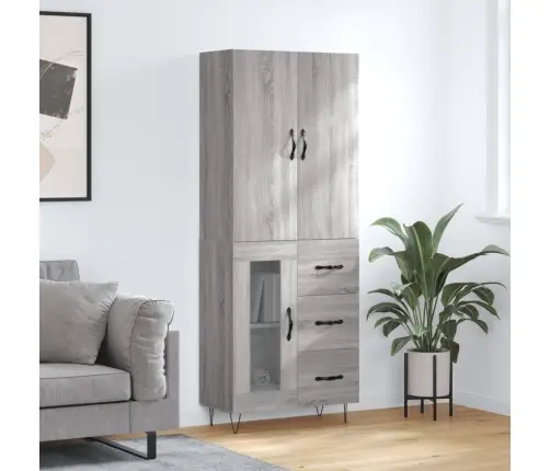 Augstais Skapis, Pelēks, 69,5X34X180 Cm, Inženierijas Koks Vidaxl