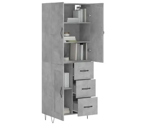 Augstais Skapis, Pelēks, 69,5X34X180 Cm, Inženierijas Koks Vidaxl