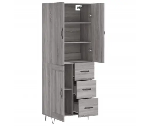 Komoda, Pilkos Ąžuolo Spalvos, 69,5X34X180cm Apdirbta Mediena Komoda, Pilkos Ąžuolo Spalvos, 69,5X34X180cm Apdirbta Mediena