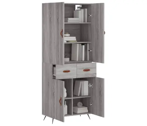 Komoda, Pilkos Ąžuolo Spalvos, 69,5X34X180cm Apdirbta Mediena Komoda, Pilkos Ąžuolo Spalvos, 69,5X34X180cm Apdirbta Mediena