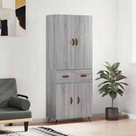 Augstais Skapis, Pelēks, 69,5X34X180 Cm, Inženierijas Koks Vidaxl