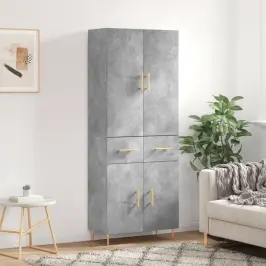 Komoda, Betono Pilkos Spalvos, 69,5X34X180cm Apdirbta Mediena