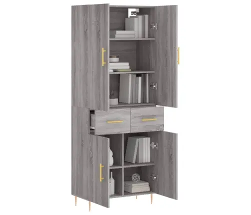 Augstais Skapis, Pelēks, 69,5X34X180 Cm, Inženierijas Koks Vidaxl