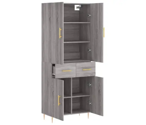 Augstais Skapis, Pelēks, 69,5X34X180 Cm, Inženierijas Koks Vidaxl