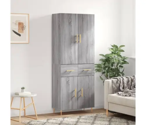 Augstais Skapis, Pelēks, 69,5X34X180 Cm, Inženierijas Koks Vidaxl