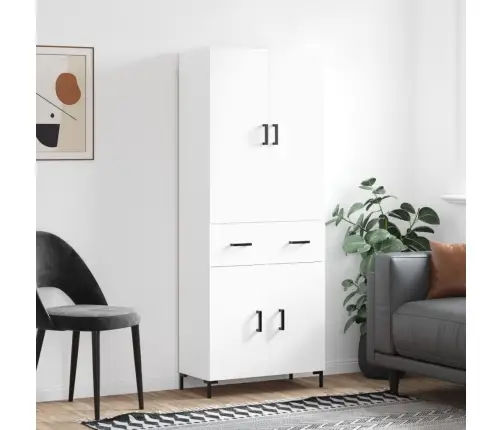 Kõrge Kapp, Valge, 69,5 X 34 X 180 cm Tehispuit