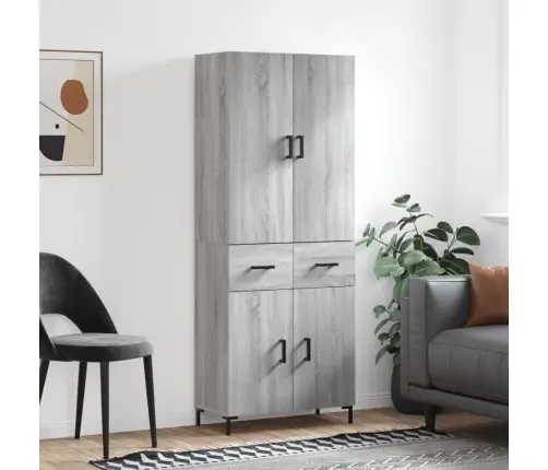 Augstais Skapis, Pelēks, 69,5X34X180 Cm, Inženierijas Koks Vidaxl