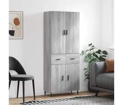 Augstais Skapis, Pelēks, 69,5X34X180 Cm, Inženierijas Koks Vidaxl