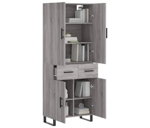 Augstais Skapis, Pelēks, 69,5X34X180 Cm, Inženierijas Koks Vidaxl