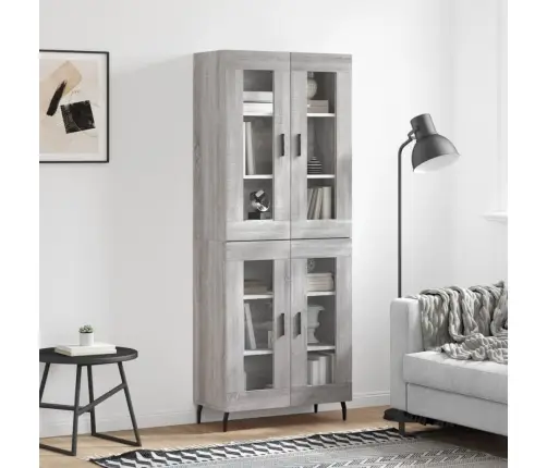 Augstais Skapis, Pelēks, 69,5X34X180 Cm, Inženierijas Koks Vidaxl