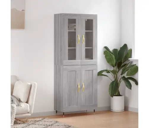 Augstais Skapis, Pelēks, 69,5X34X180 Cm, Inženierijas Koks Vidaxl