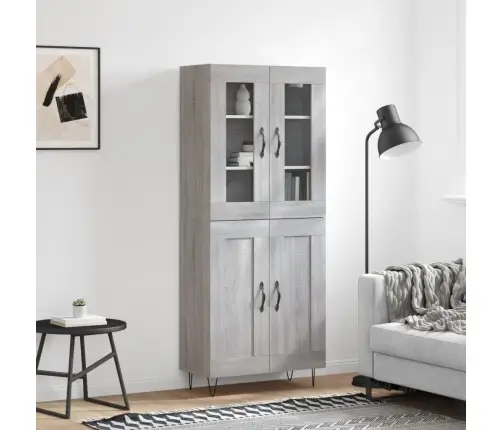 Augstais Skapis, Pelēks, 69,5X34X180 Cm, Inženierijas Koks Vidaxl