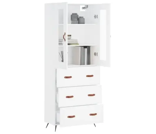 Kõrge Kapp, Valge, 69,5 X 34 X 180 cm Tehispuit