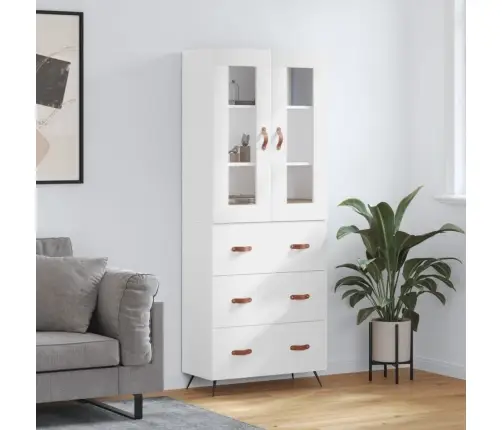 Kõrge Kapp, Valge, 69,5 X 34 X 180 cm Tehispuit