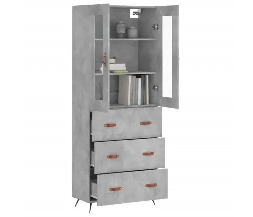 Augstais Skapis, Pelēks, 69,5X34X180 Cm, Inženierijas Koks Vidaxl