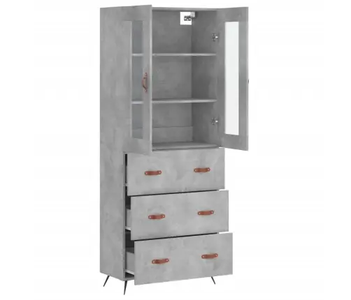 Augstais Skapis, Pelēks, 69,5X34X180 Cm, Inženierijas Koks Vidaxl