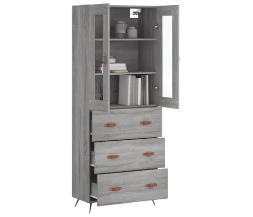 Komoda, Pilkos Ąžuolo Spalvos, 69,5X34X180cm Apdirbta Mediena