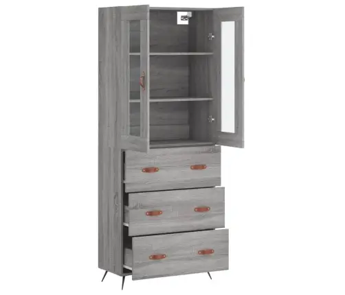 Komoda, Pilkos Ąžuolo Spalvos, 69,5X34X180cm Apdirbta Mediena