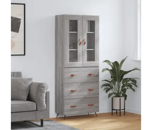 Komoda, Pilkos Ąžuolo Spalvos, 69,5X34X180cm Apdirbta Mediena