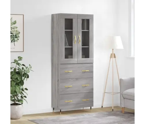 Augstais Skapis, Pelēks, 69,5X34X180 Cm, Inženierijas Koks Vidaxl