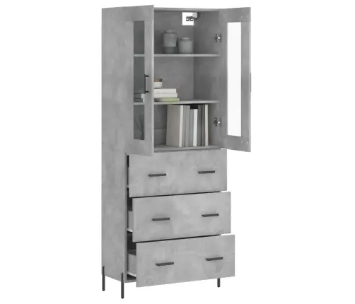 Augstais Skapis, Pelēks, 69,5X34X180 Cm, Inženierijas Koks Vidaxl