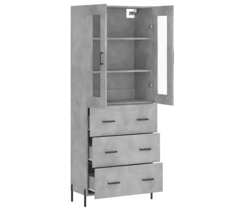 Augstais Skapis, Pelēks, 69,5X34X180 Cm, Inženierijas Koks Vidaxl