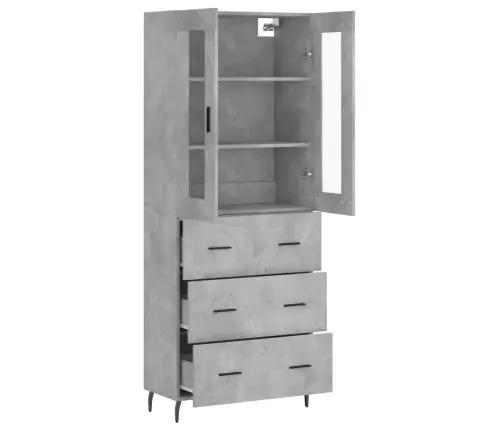 Komoda, Betono Pilkos Spalvos, 69,5X34X180cm Apdirbta Mediena