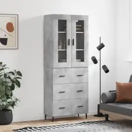 Komoda, Betono Pilkos Spalvos, 69,5X34X180cm Apdirbta Mediena