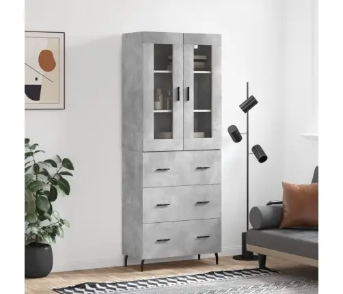Komoda, Betono Pilkos Spalvos, 69,5X34X180cm Apdirbta Mediena