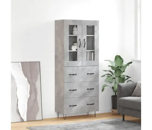 Augstais Skapis, Pelēks, 69,5X34X180 Cm, Inženierijas Koks Vidaxl