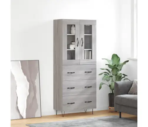 Augstais Skapis, Pelēks, 69,5X34X180 Cm, Inženierijas Koks Vidaxl