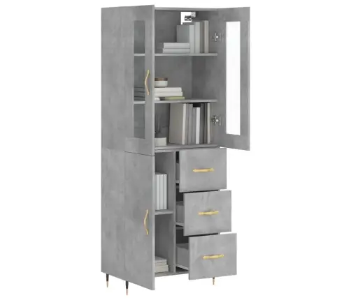 Komoda, Betono Pilkos Spalvos, 69,5X34X180cm Apdirbta Mediena