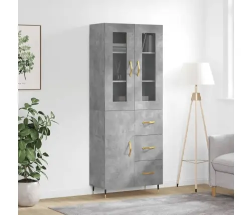 Komoda, Betono Pilkos Spalvos, 69,5X34X180cm Apdirbta Mediena