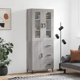 Komoda, Pilkos Ąžuolo Spalvos, 69,5X34X180cm Apdirbta Mediena