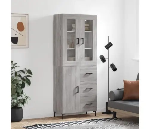 Komoda, Pilkos Ąžuolo Spalvos, 69,5X34X180cm Apdirbta Mediena Komoda, Pilkos Ąžuolo Spalvos, 69,5X34X180cm Apdirbta Mediena