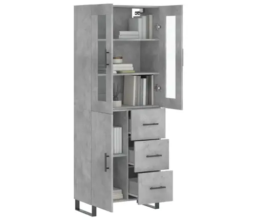 Augstais Skapis, Pelēks, 69,5X34X180 Cm, Inženierijas Koks Vidaxl