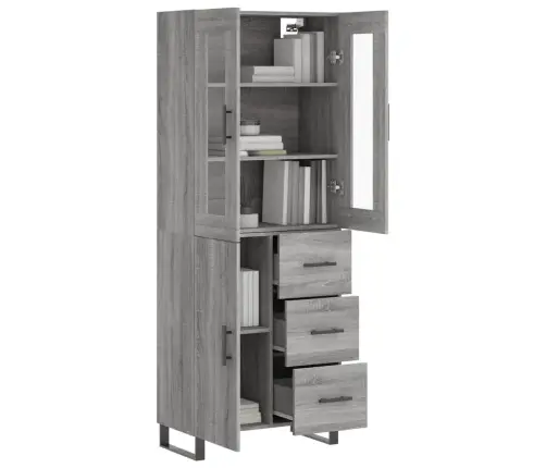 Augstais Skapis, Pelēks, 69,5X34X180 Cm, Inženierijas Koks Vidaxl