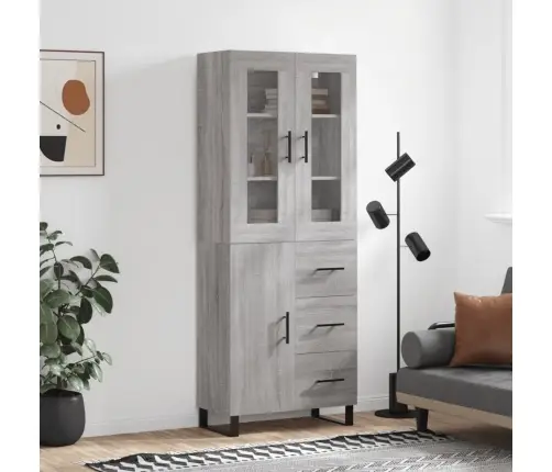 Augstais Skapis, Pelēks, 69,5X34X180 Cm, Inženierijas Koks Vidaxl