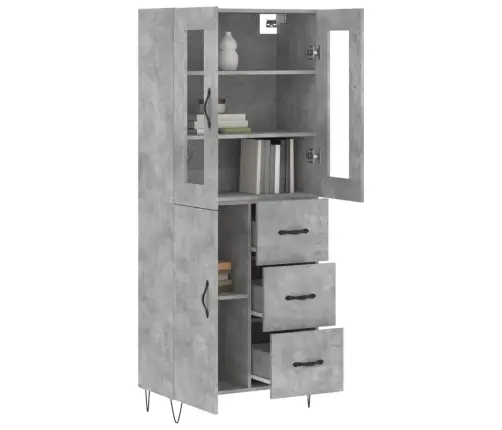 Augstais Skapis, Pelēks, 69,5X34X180 Cm, Inženierijas Koks Vidaxl