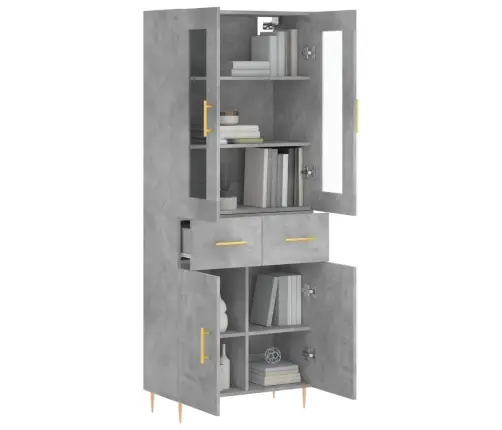 Augstais Skapis, Pelēks, 69,5X34X180 Cm, Inženierijas Koks Vidaxl