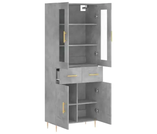 Augstais Skapis, Pelēks, 69,5X34X180 Cm, Inženierijas Koks Vidaxl